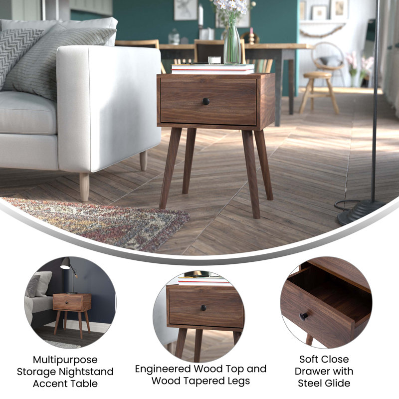 Wade Logan® Amittai Mid-Century Modern Nightstand with Soft Wade Logan® Amittai Mid-Century Modern Nightstand with Soft